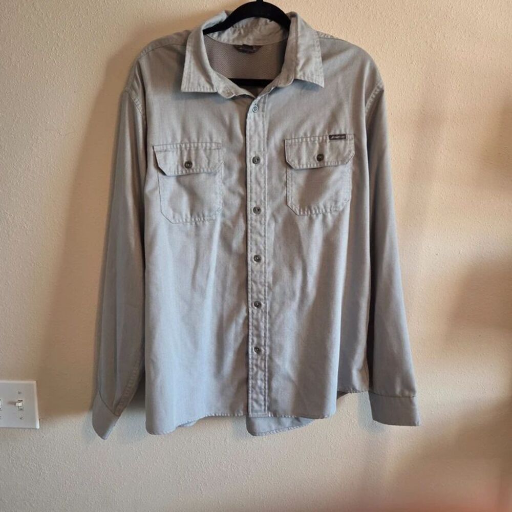 Eddie Bauer Men's XL Gray Utility Shirt Long Sleeve Gorpcore Outdoor